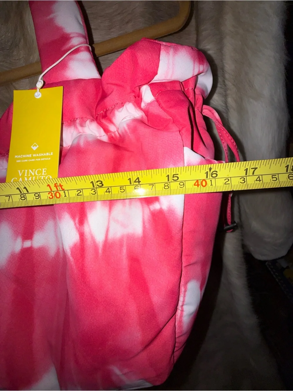 Vince Camuto Pink Tie Dye Large Tote Bag NWT Shoulder Travel Beach Bag